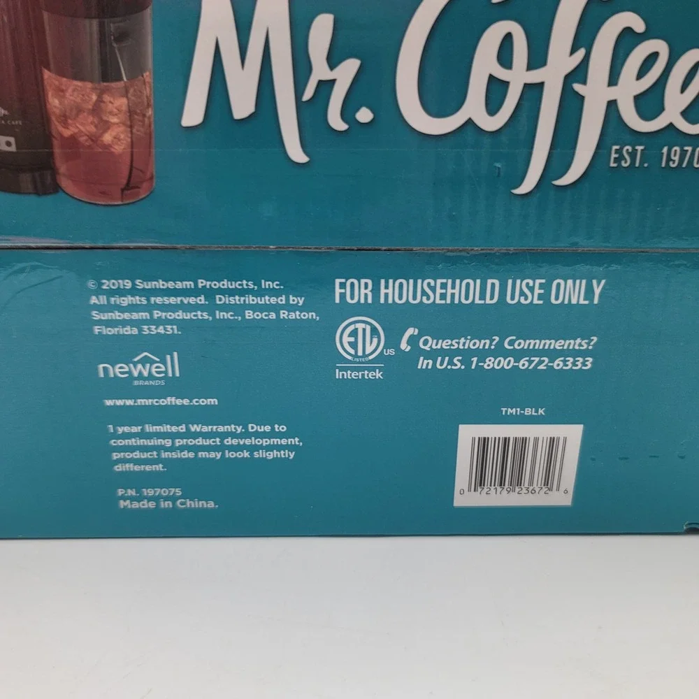 Mr. Coffee TM1-BLK 2-Quart Iced Tea and Iced Coffee Maker 2-in-1 Brew Black